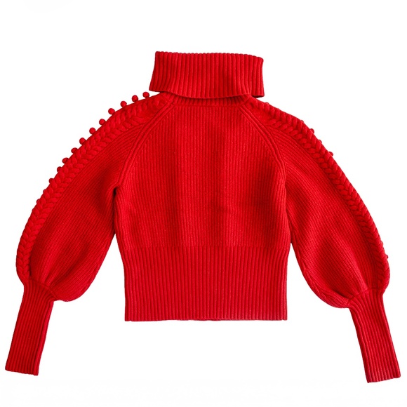 Temperley London Chrissie Sweater Red Turtleneck Popcorn Knit 100% Wool Size XS - Picture 8 of 12